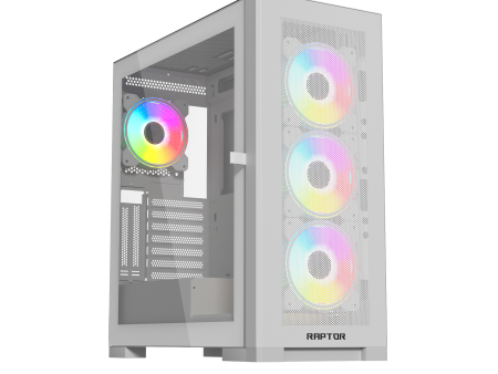 Raptor 290-XL ARCTIC HAWK RGB Mid Tower Case - White Hot on Sale