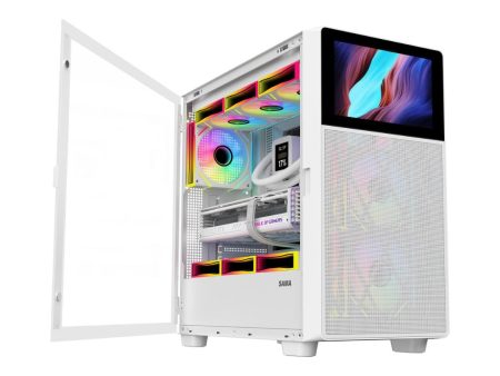 SAMA V Play 4367 Mid Tower Case ATX, With Monitor 7 inch - White (BTF) Online