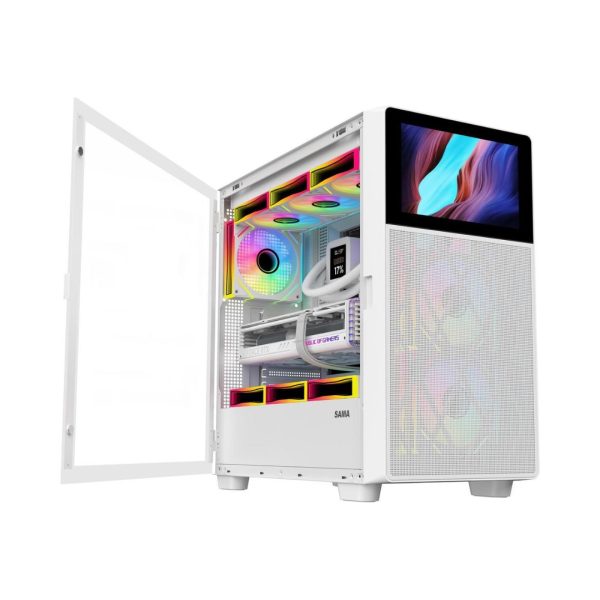 SAMA V Play 4367 Mid Tower Case ATX, With Monitor 7 inch - White (BTF) Online