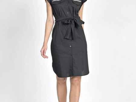 Vestido camisero negro Esenciales Online Hot Sale