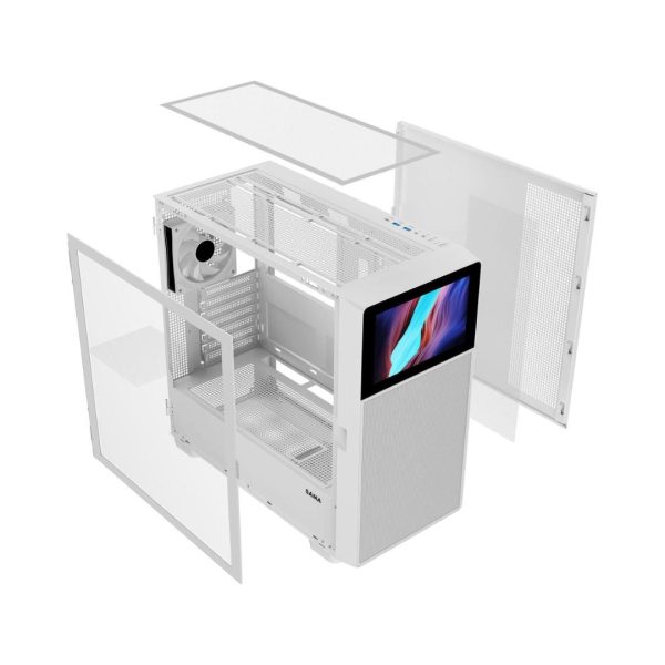 SAMA V Play 4367 Mid Tower Case ATX, With Monitor 7 inch - White (BTF) Online