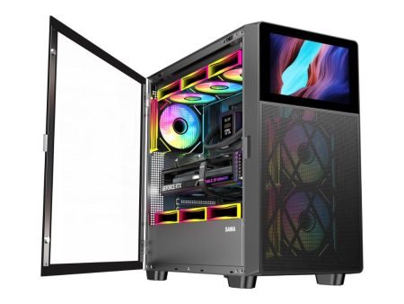 SAMA V Play 4367 Mid Tower Case ATX, With Monitor 7 inch - Black (BTF) For Cheap