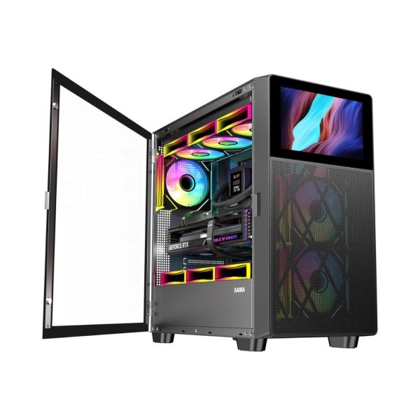 SAMA V Play 4367 Mid Tower Case ATX, With Monitor 7 inch - Black (BTF) For Cheap