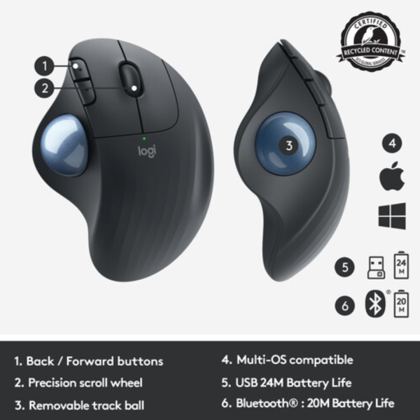 Logitech Ergo M575 Wireless Trackball Mouse (Black) Hot on Sale