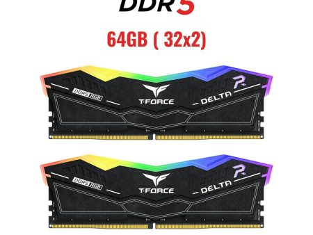 TEAMGROUP T-Force Delta RGB DDR5 Ram 64GB (2x32GB) 6000MHz CL38 - Black Online Sale