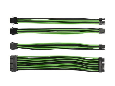 Soft Hard Power Supply Sleeved Cable PSU Extension Cable Kit - Green & Black Supply