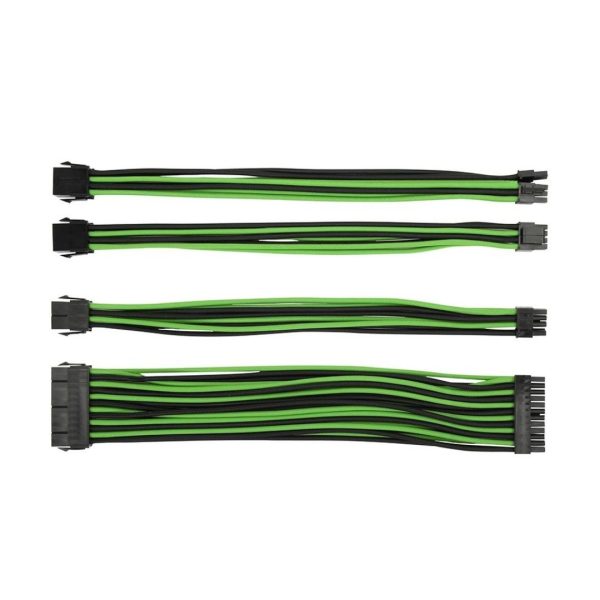 Soft Hard Power Supply Sleeved Cable PSU Extension Cable Kit - Green & Black Supply