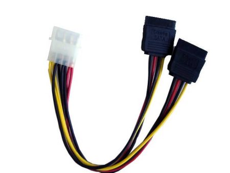 4-Pin Molex Male Connector to Two SATA Female Power Connector Online now